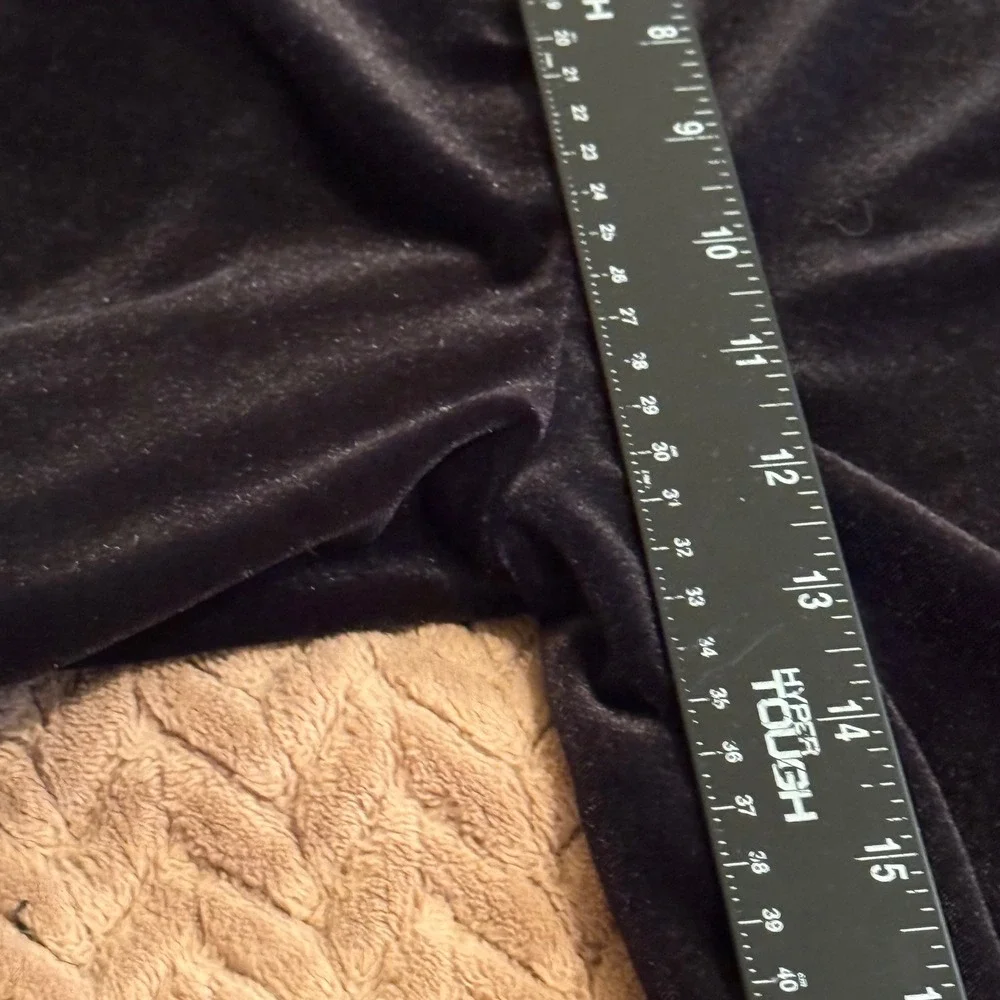 White Stag Black Velvet Wide Leg Pants Womens L 12/14 Pull On Cropped Culottes